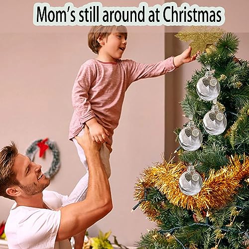 Sympathy Gifts for Loss of Mom,Clear Christmas Memorial Ornament Feather Ball, A Piece of My Heart is in Heaven,Christmas Tree Remembrance Hanging Pendant 3.15 inch (Mom)