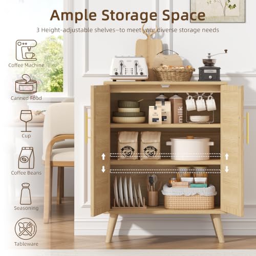 Keehusux Rattan Storage Cabinet with 2 Doors & Adjustable Shelf,