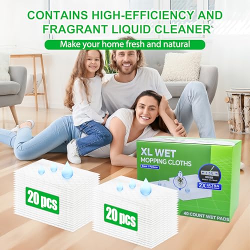 40 Count XL Wet Pads Refills for Swiffer Sweep XL Mop - Pet Hair & Stain Removal