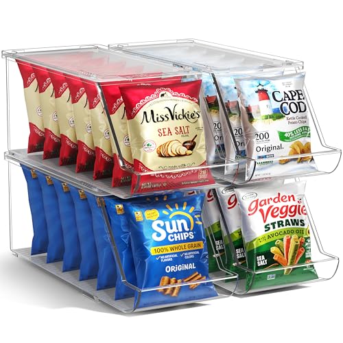Sorbus 4 Pack Stackable Snack Organizer Bins for Pantry & Kitchen