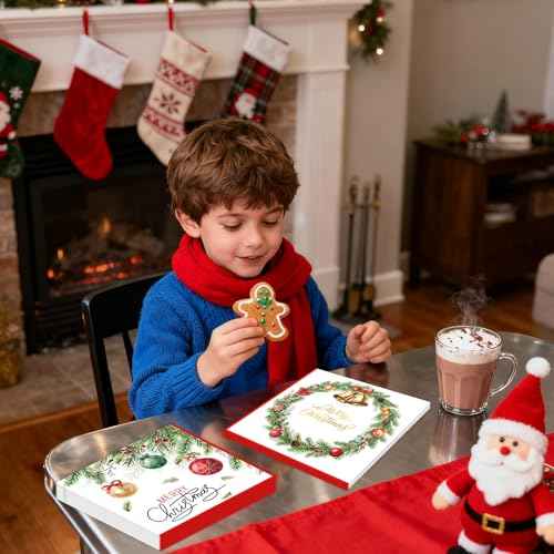 50 Pcs Christmas Paper Napkins 13 x 13 Inches, Disposable Luncheon Dinner Party Napkins Xmas Balls Wreath Theme for Winter Holiday Christmas Party Decorations