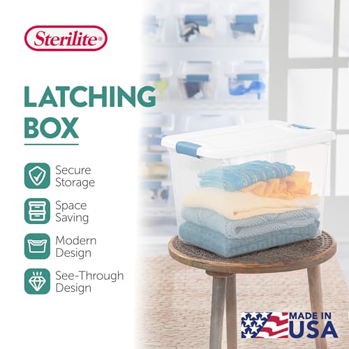 Sterilite 25 Quart Latching Storage Bin - Clear Plastic Box 6 Pack