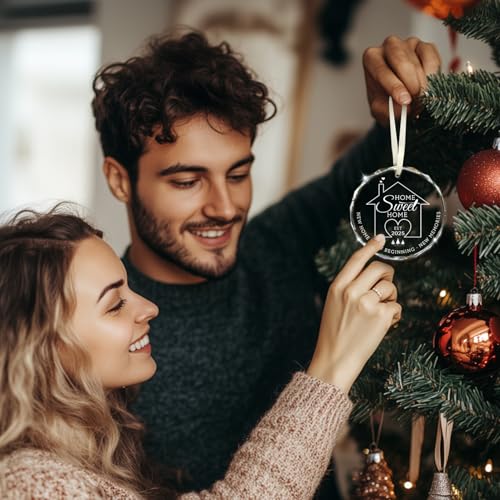House Warming Gifts New Home, Housewarming Gifts for New H ome 2025, Home Sweet Home Glass Ornament 2025 New Home GIF ts for Couple First Christmas in New House Christmas Tree Ornaments