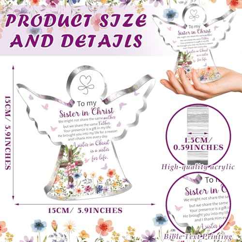 Gerrii Christian Gifts for Women Inspirational Religious Gifts for Her Bible Verse Desk Decor Spiritual Acrylic Plaque Decorative Sign for Birthday Christmas Mom Sister Friend (Sister in Christian)