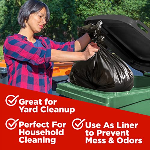 Heavy Duty 65 Gallon Contractor Trash Bags - 50 Pack, Black, 1.2 Mil Thick