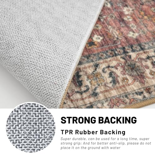 Extra Long Runner Rug for Hallway 2.6x20 ft - Washable Terracotta Pink Non-Slip