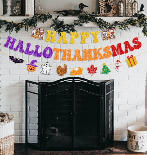 Holiday Banner Set for Christmas Halloween Thanksgiving Party Decorations