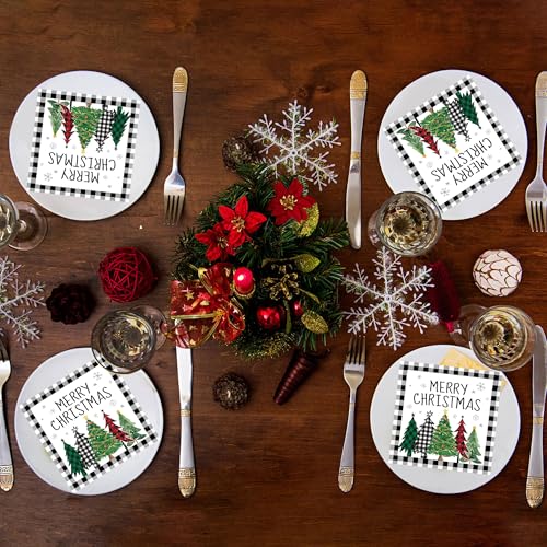 20Pcs Christmas Paper Napkins, Xmas Tree Farmhouse Disposable Napkins