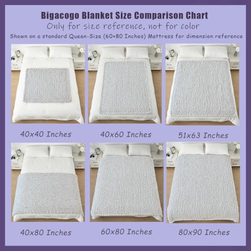 Bigacogo Beige Chunky Knit Throw Blanket 40x60 Inches for Couch & Bed