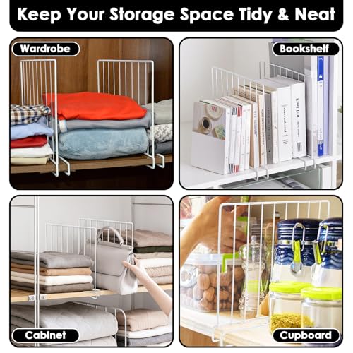 SSAWcasa White Shelf Dividers 8 Pack for Closet & Home Organization