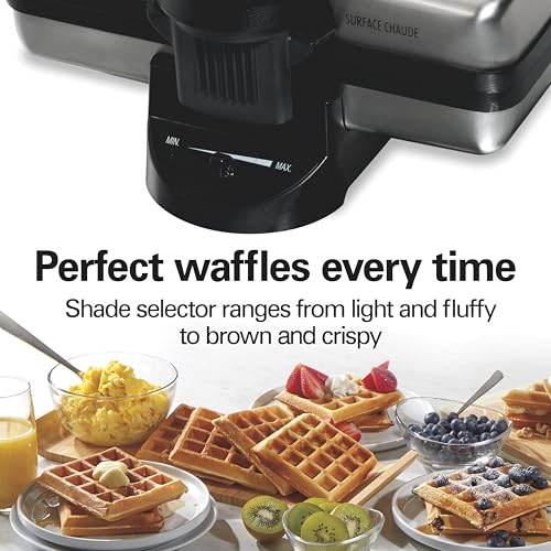 Belgian Waffle Maker with Shade Control - Makes 2 Waffles at Once - Compact & Easy to Store