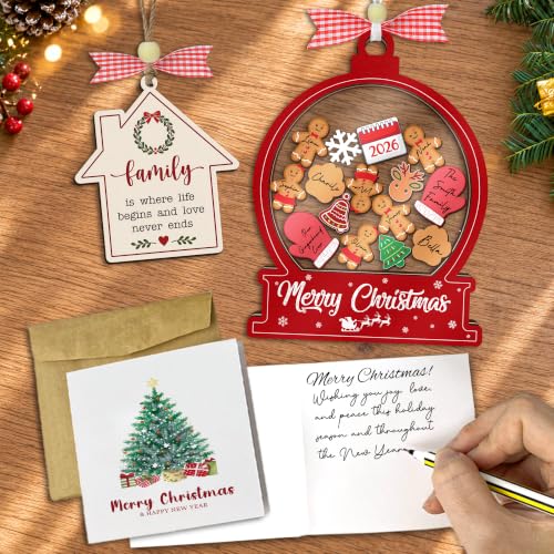 Diy Family Red Christmas Ornament 6-Inch Personalized Family of 5-15 with Names