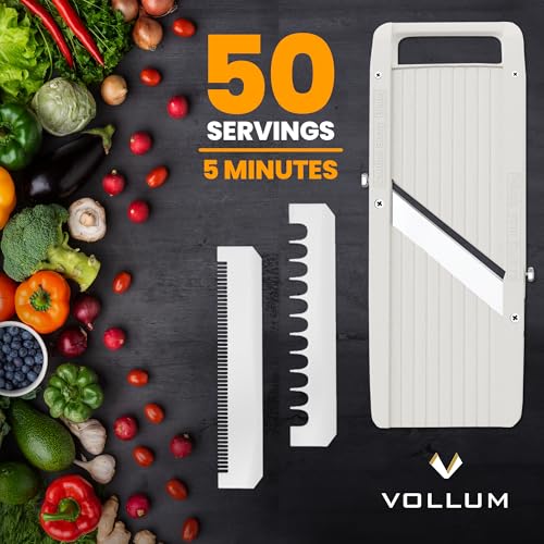 Vollum Wide Japanese Mandoline Slicer - Professional Vegetable Cutter with Interchangeable Stainless Steel Blades