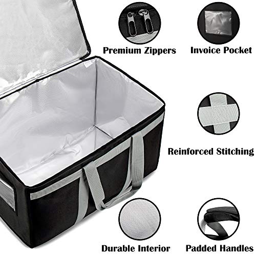 Insulated Delivery Bag Carrier XXXL Commercial Grade 23x15x14 Inches - Food & Catering Tote