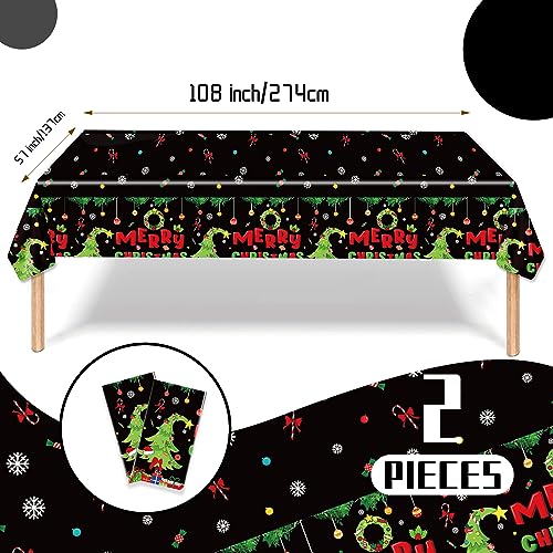 ORNACELE 2-Pack Christmas Waterproof Tablecloths 108x54 Inch Holiday Party Decor