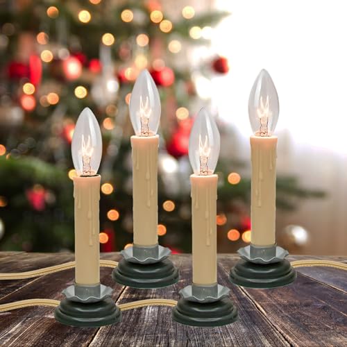 4 Pack Christmas Window Candles with On/Off Switch, 5 Inch Plug-in Warm White Electric Candles for Indoor Holiday Home Decor
