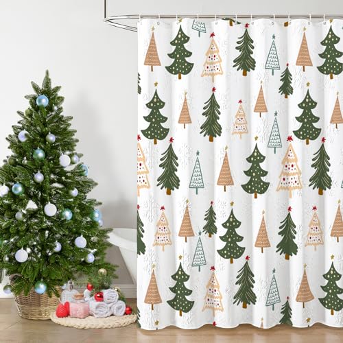 Christmas 3D Snowflake Embossed Shower Curtain, 72"x72", Forest