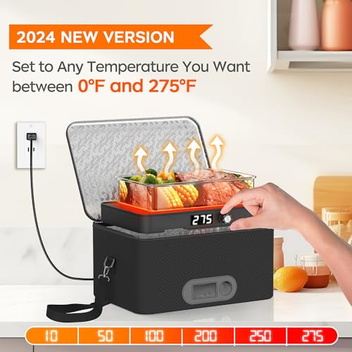 Portable Mini Oven for Car & Home - 12V/24V/110V-240V Food Warmer with Digital Temp Control - Black