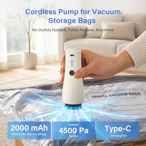 EACOPOL 16-Pack Vacuum Storage Bags with Cordless Pump - Space Saver Travel Set