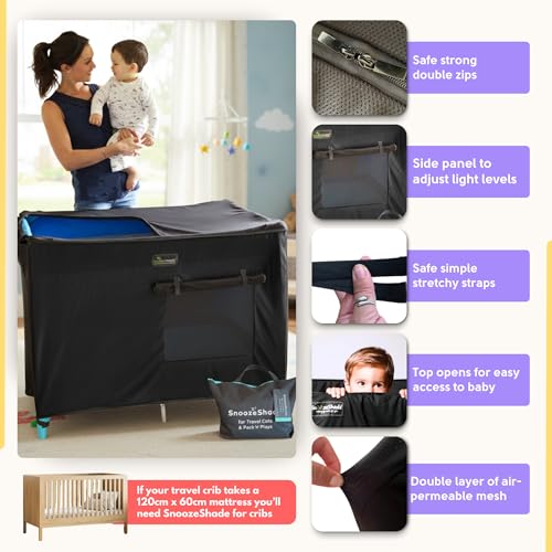 Baby Travel Crib Blackout Cover - Fits Pack n Play & Playards, Breathable Mesh, Safety Approved