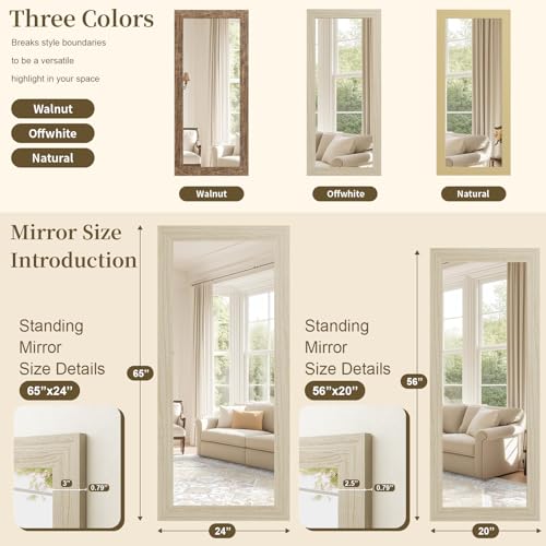 Syndra 56x20'' Modern Full Length Mirror Grey White Oak Wood Frame Wall & Floor Use