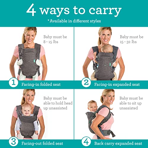 Infantino Flip 4-in-1 Baby Carrier Gray - Convertible Ergonomic Design for Newborn to Toddler