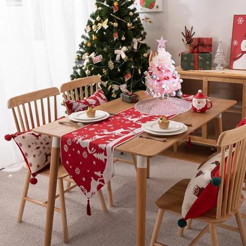 Christmas Tree Skirt, 18 inch Sparkly with Faux Fur Plush mini Christmas Tree Skirt, Christmas Tree Base Mat Thin Velvet Rugs for Xmas Party Home Decorations (Pink)