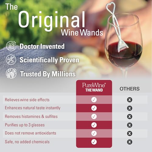 PureWine The Wand Wine Purifier Pack of 24 - Removes Histamines & Sulfites, Silver