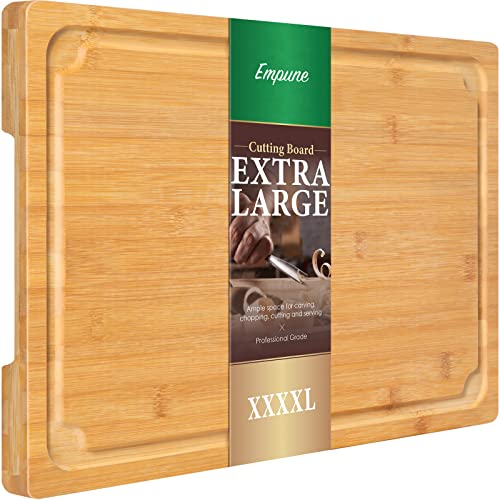 Empune 30" x 20" Turkey Carving Board, Bamboo Cutting Boards for Kitchen