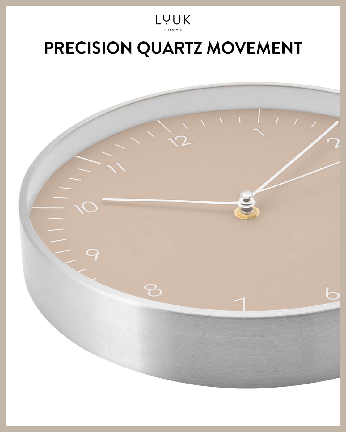 LUUK LIFESTYLE Modern wall Clock with Silent Quartz Movement, Stylish & Functional, Decoration for Bedroom, 12 inch, in Black & Gold