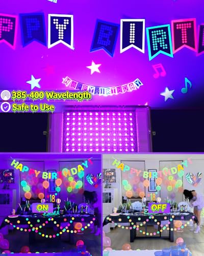 100W Black Light Floodlight IP66 Waterproof for Halloween Glow Party - Black