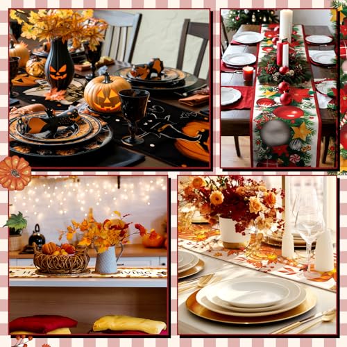 LemonRoad 8 Pcs Holiday Table Runners Set – 13x72in Farmhouse Fall/Christmas Decor (Variant: 8 pcs)