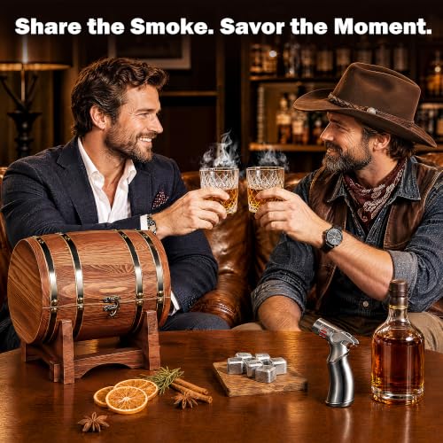 Charred Whiskey Smoker Kit with Barrel - Old Fashioned Smoke Set
