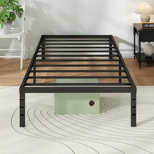 Twin Size Metal Platform Bed Frame - 18 Inch Height with Heavy Duty Steel Support, No Box Spring Needed, Easy Assembly, Underbed Storage - Black (Variation: Twin / 18 Inch)