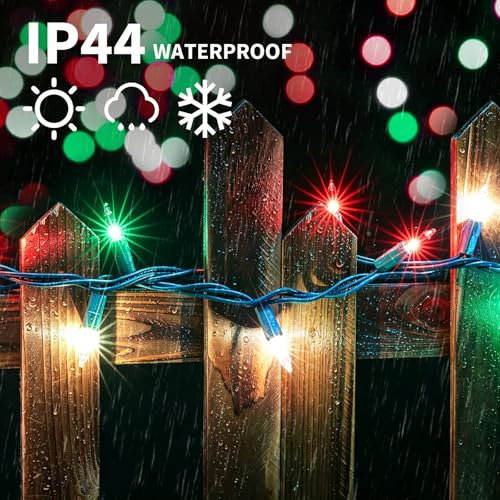 LAMPHOME Red Green Clear Christmas String Lights 150 LEDs 31.9ft Outdoor Indoor