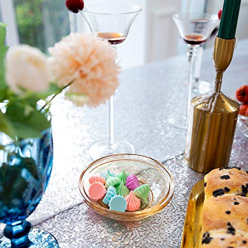 HMQIANG 70in Silver Sequin Tablecloth Round Glitter Overlay for Wedding & Party