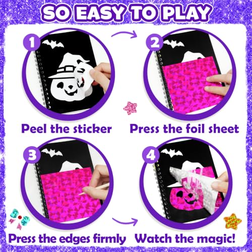 Halloween Foil Art Party Favors for Kids - 24 Pack Craft Kits & Coloring Books