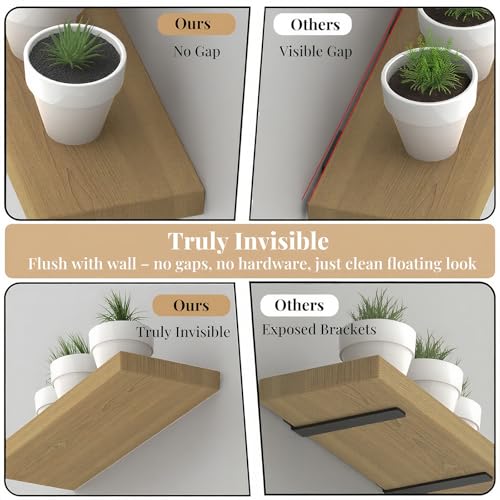 8pcs Heavy Duty Invisible Floating Shelf Brackets 6-Inch Black Wall Shelf Support