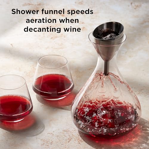 Rabbit Stainless Steel Wine Aerator Funnel with Sediment Strainer - Quick & Easy Wine Decanting