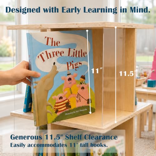 Kids Rotating Bookshelf 2-Tier - 360° Spin Preschool Storage Unit