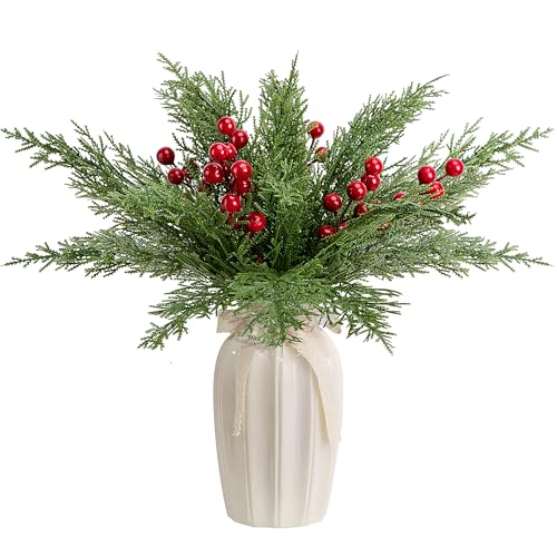 Purple Star 30 Pcs Christmas 3D Artificial Pine Branches & Berries Set - Style B