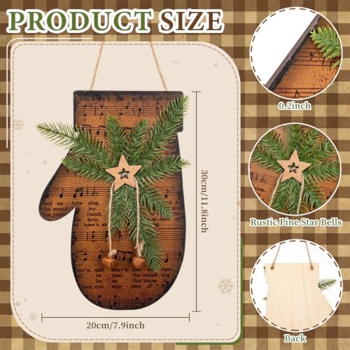Novabright Christmas Wooden Mitten Door Decoration with Music Notes