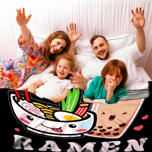 Wattnai Ramen Blanket 60x50 Inches - Soft Anime Noodle & Food Lover Throw, Unique Gift for Men & Adults