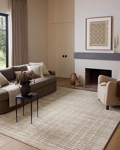 Ivory Beige 4x6 Accent Rug with High-Low Texture - Modern Geometric Design