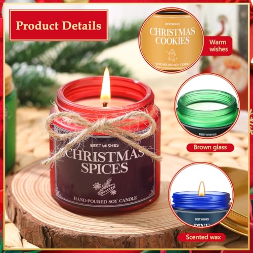 MTLEE 12 Pcs Christmas Scented Candles Jar Bulk Xmas Holiday Gifts,
