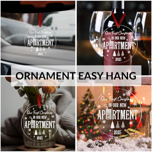 Our First Christmas in New Apartment 2025 - Apartment Decor Housewarming Gifts, Housewarming Gifts for Couples & Families - 1st Apartment Christmas Ornament - New Home Gift Ideas - Acrylic Ornament
