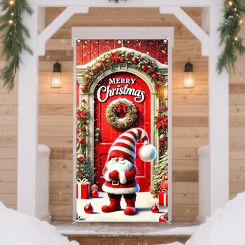 Nuxovilar Cheerful Xmas Door Cover Banner 35x71 Inches Holiday Decor BB00003