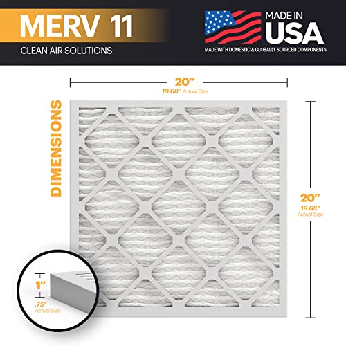 BNX 20x20x1 MERV 11 Air Filter 6-Pack for HVAC, Allergies & Dust - USA Made