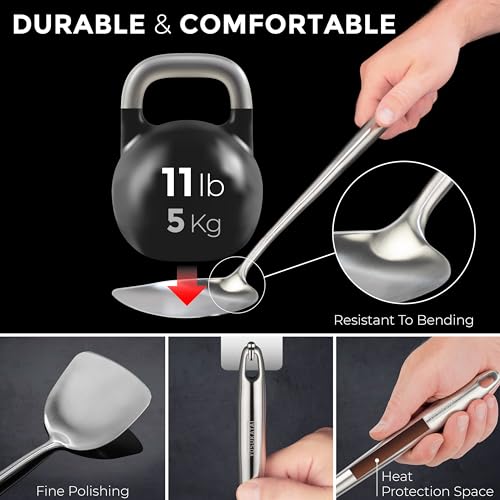 17-Inch Stainless Steel Wok Spatula Ladle and Skimmer Spoon Set - Heat-Resistant & Durable, Variation 2