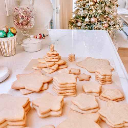 Christmas Tree Cookie Cutter Set,10PCS Star Cookie Cutters Assorted Sizes Plastic Star Shapes Biscuit Pastry Molds for Christmas Tree Gift Cookie Tower